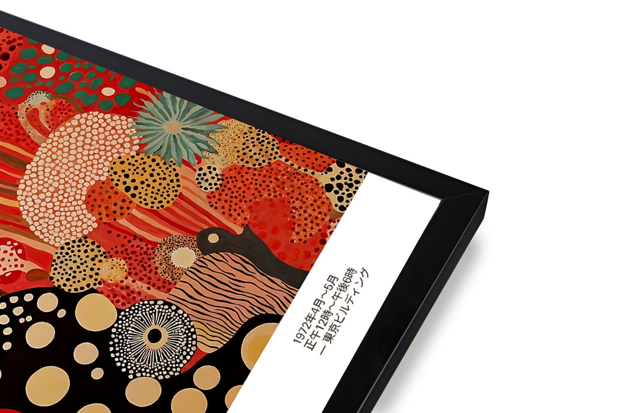 kusama style polka dot poster red and black