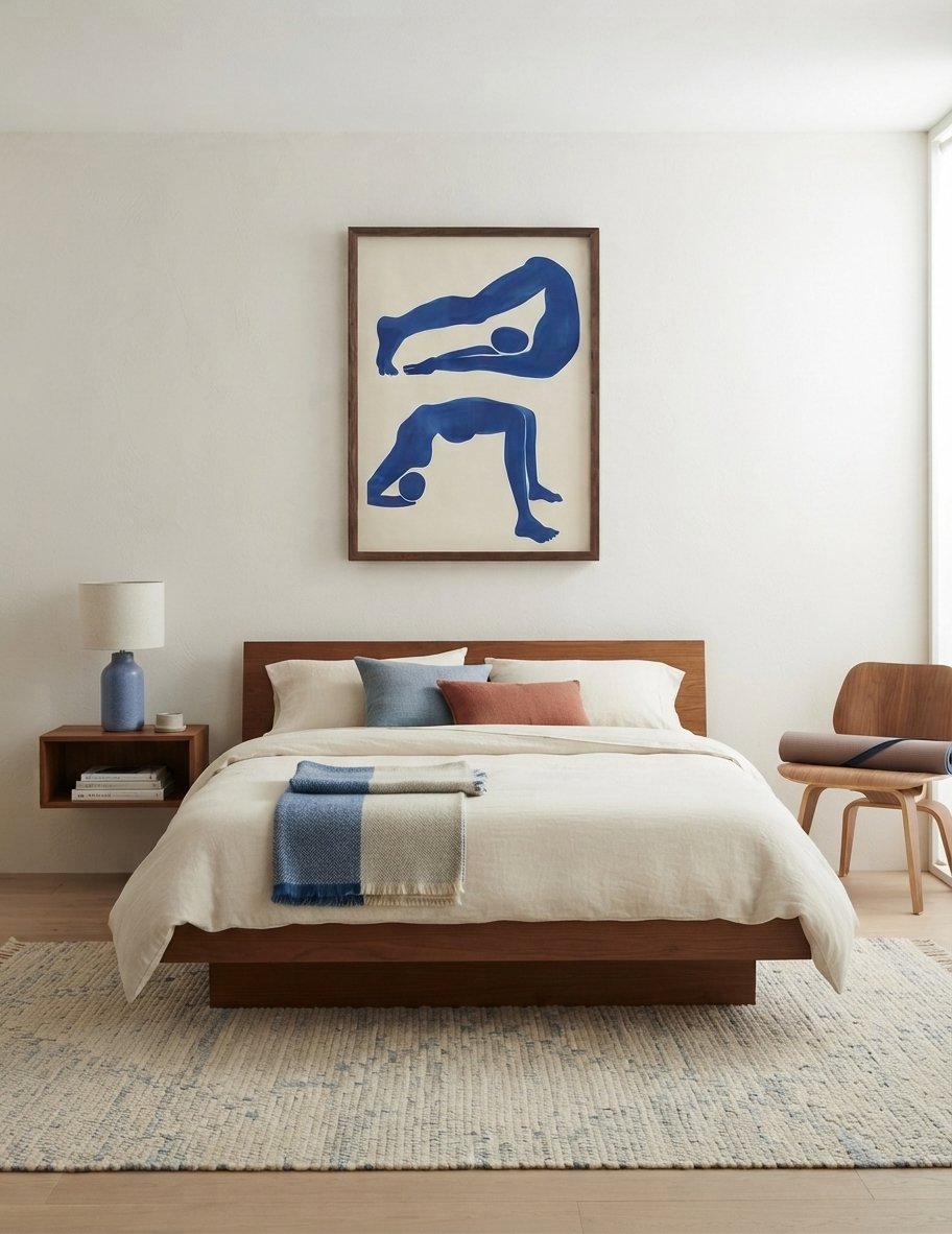 Contemporary Blue Abstract Figurative Wall Art Poster
