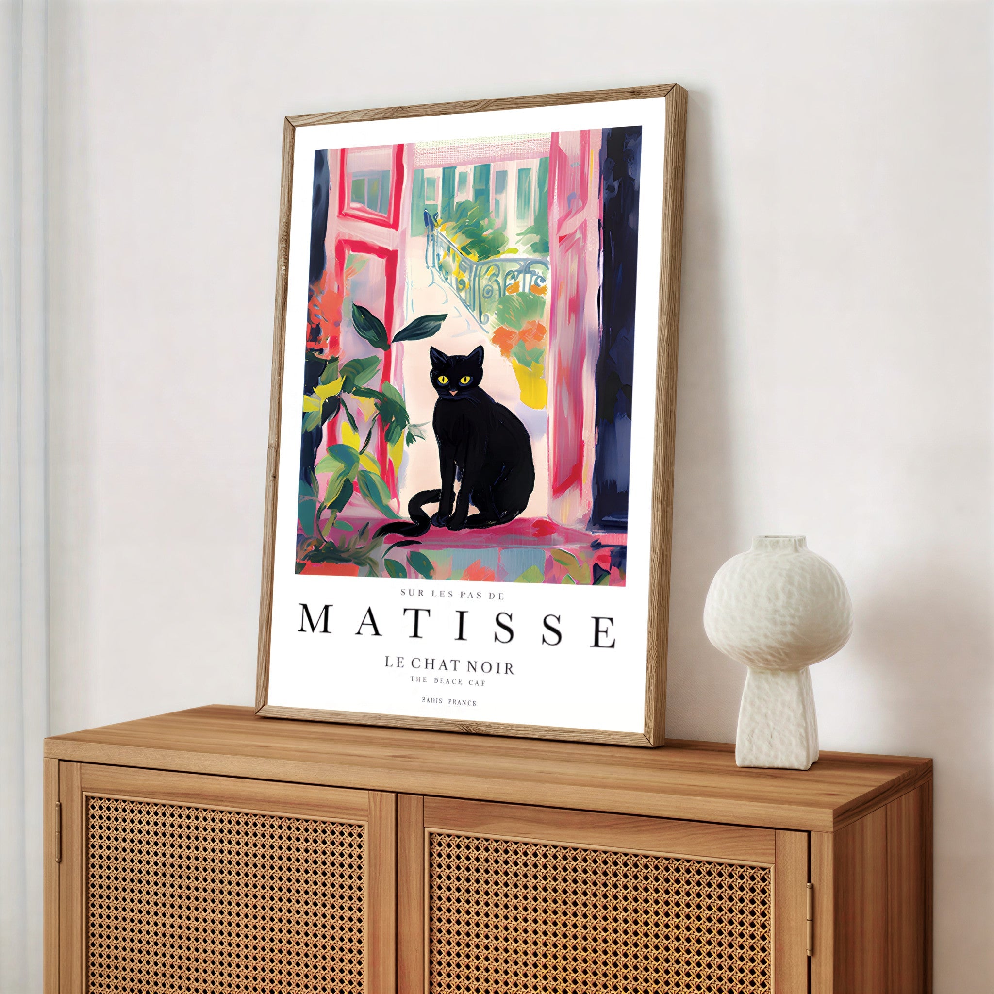 Matisse inspired black cat art print