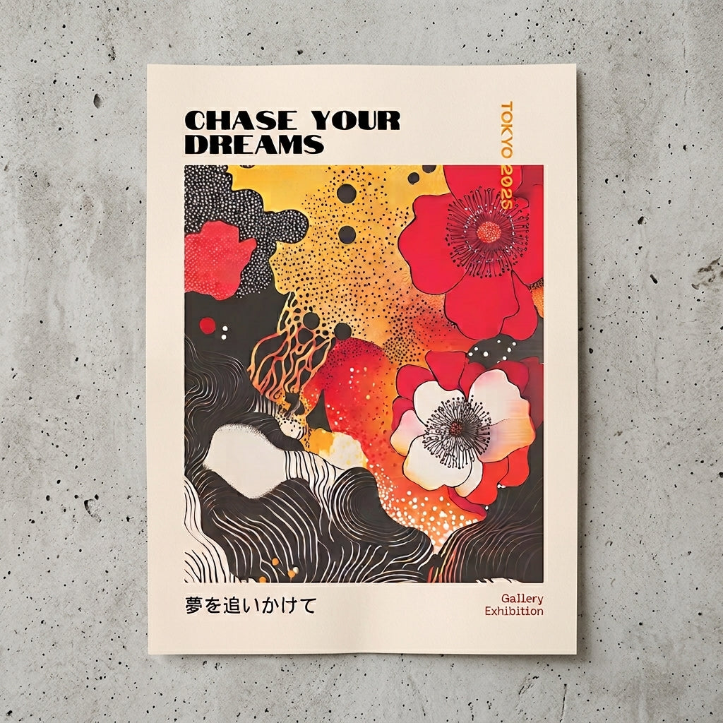 Japanese Graphic Poppy Art Print