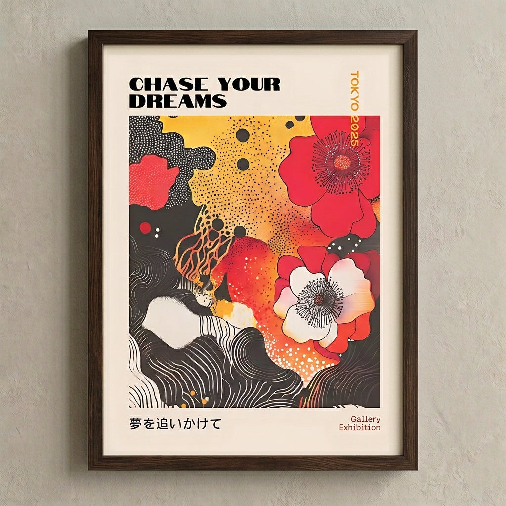 Japanese Graphic Poppy Art Print