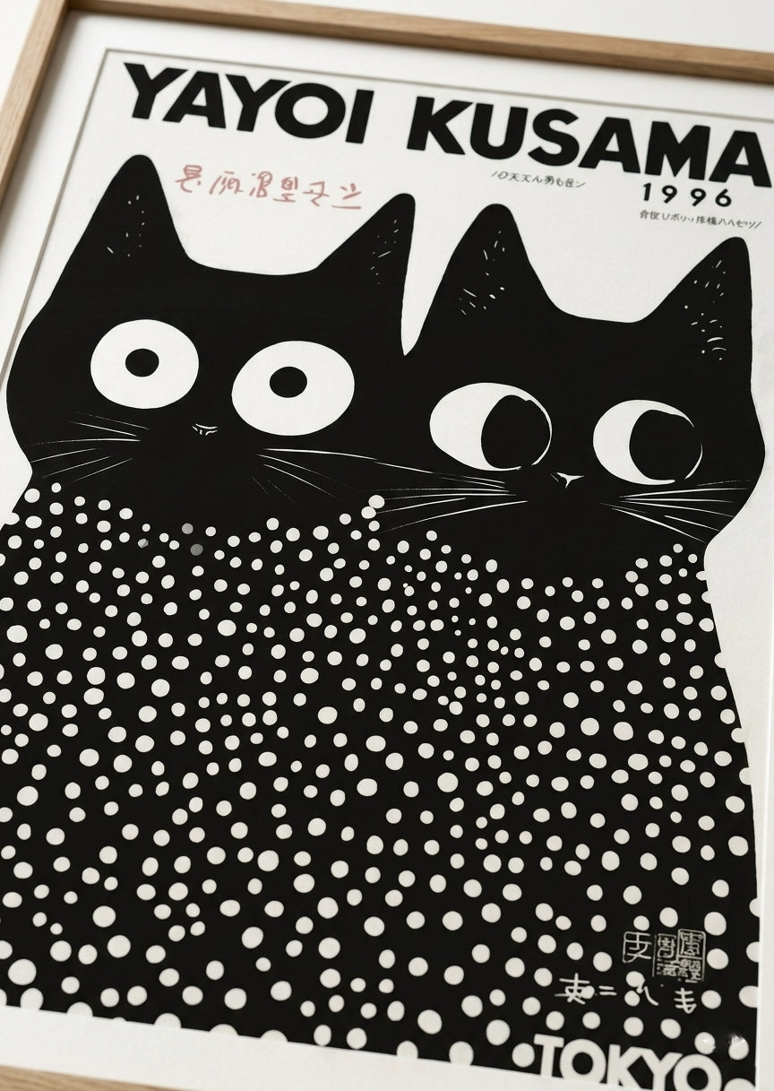 Yayoi Kusama Cat Print Poster (1996) – Polka Dot Art Wall Decor
