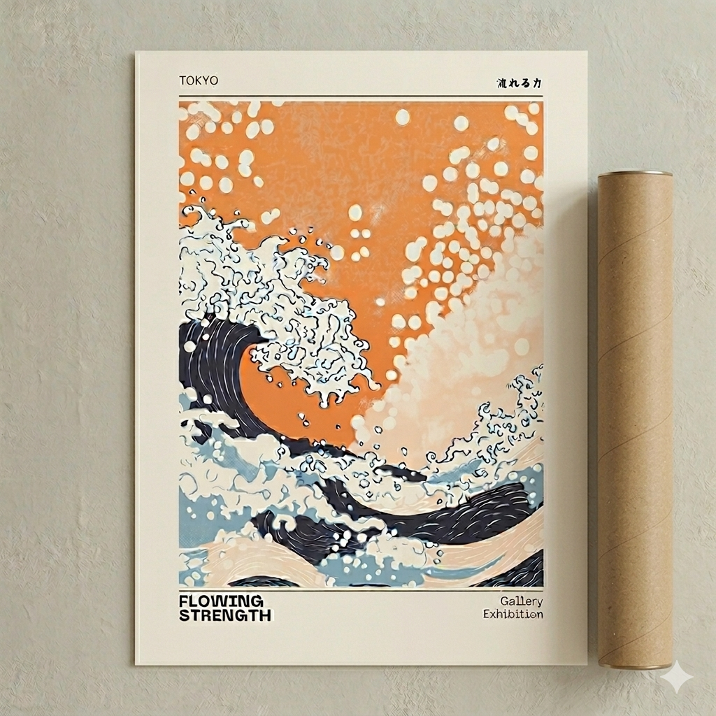 Japanese Wave Print – Tokyo Gallery Exhibition Wave Poster