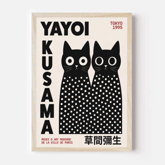 Yayoi Kusama Inspired Black Cat Poster