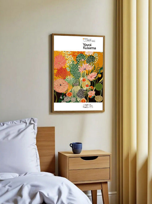 Yayoi kusama inspired floral polka dot poster print