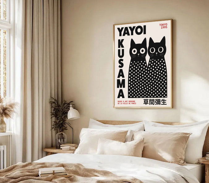 Yayoi Kusama Inspired Black Cat Poster
