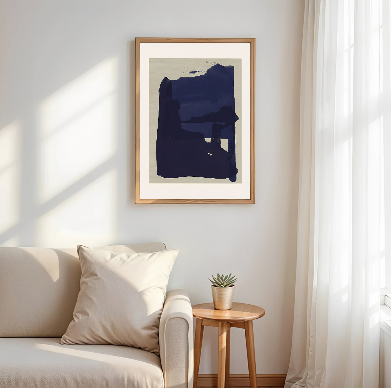 Minimalist Navy Blue Abstract Wall Art Print