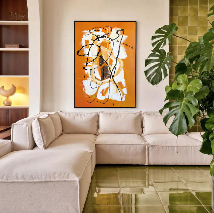 Abstract orange wall art print