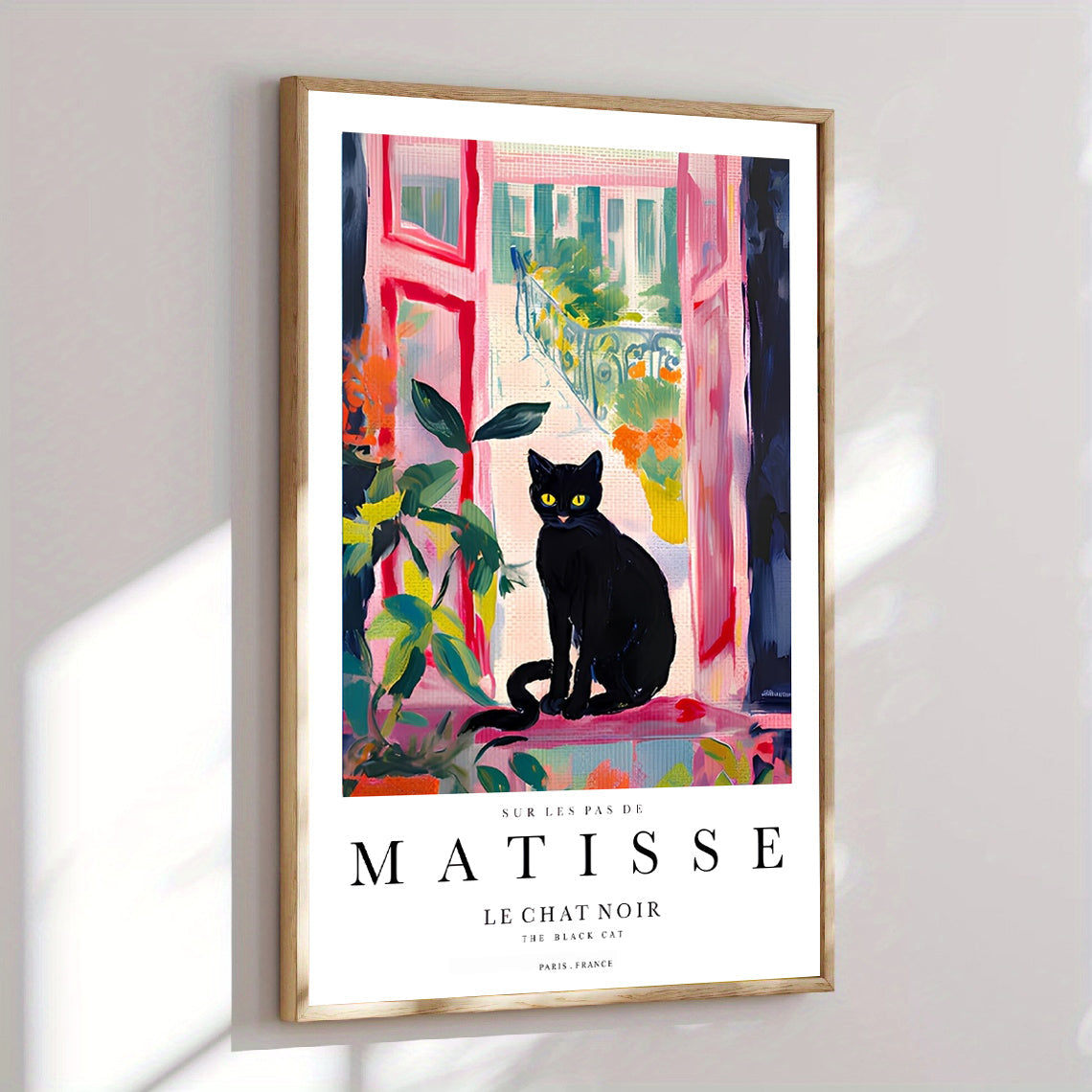 Matisse inspired black cat art print