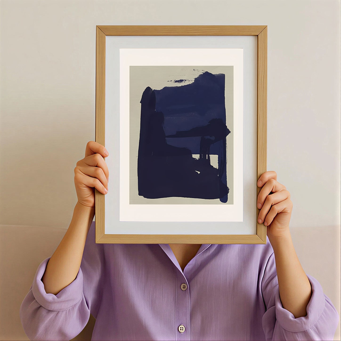 Minimalist Navy Blue Abstract Wall Art Print