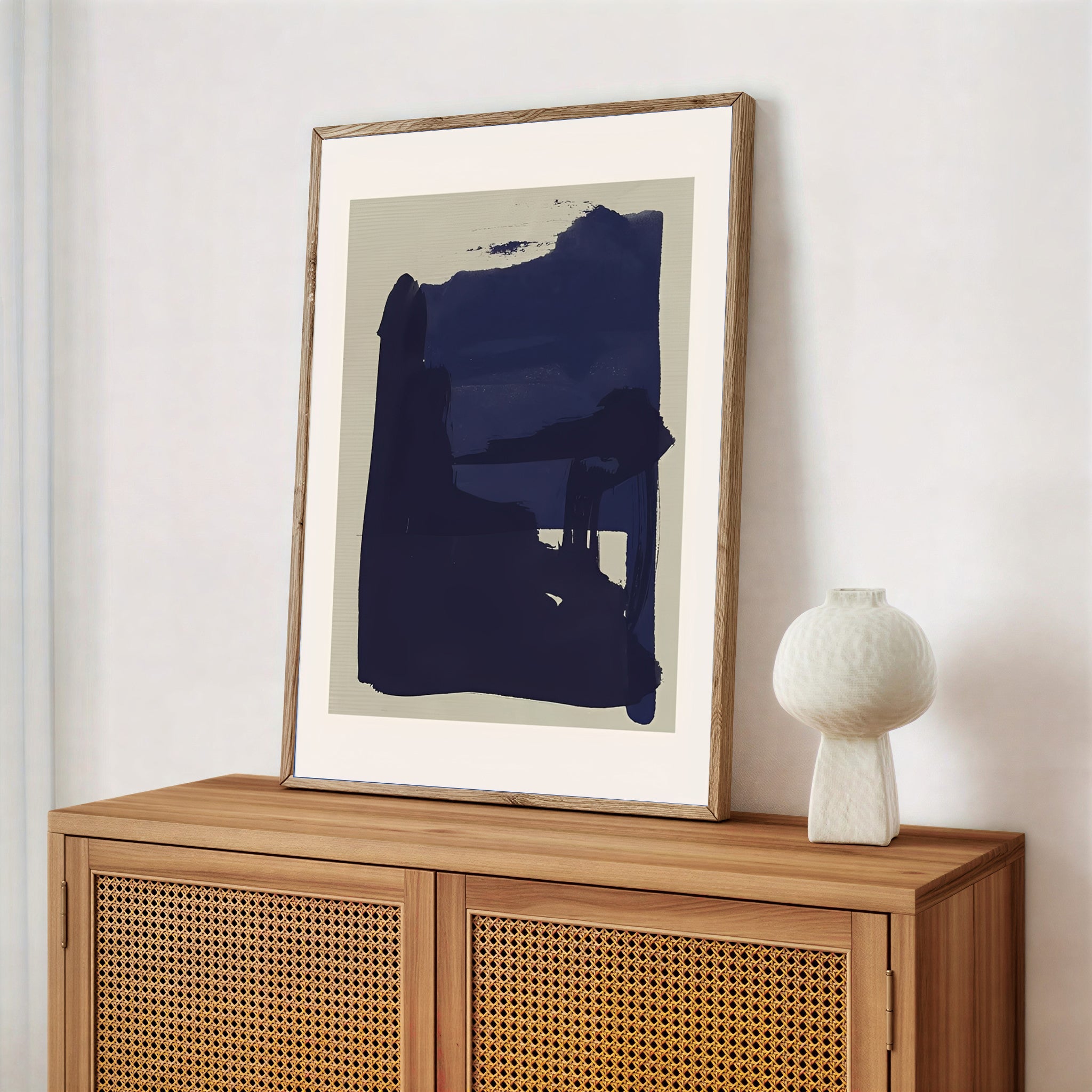 Minimalist Navy Blue Abstract Wall Art Print