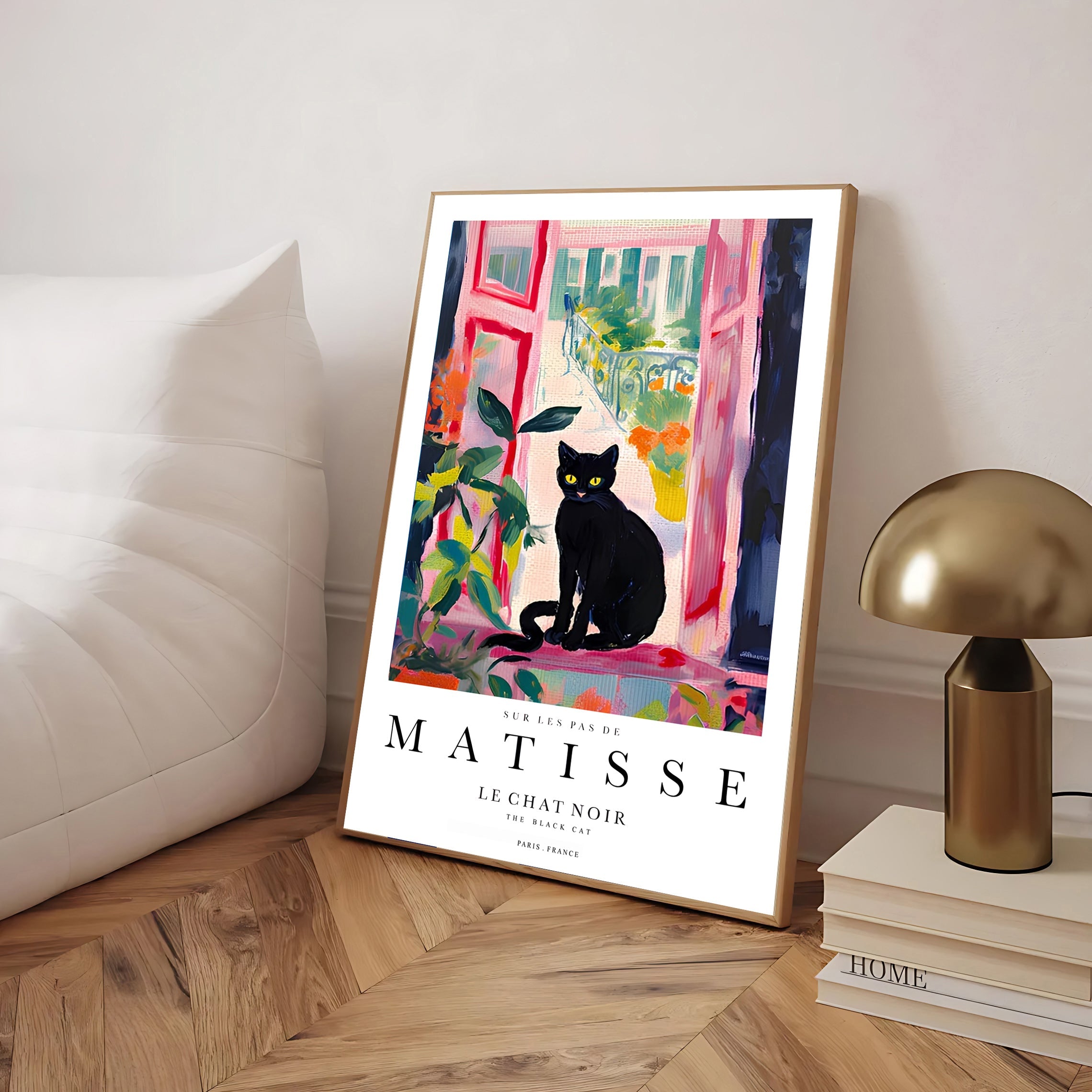 Matisse inspired black cat art print