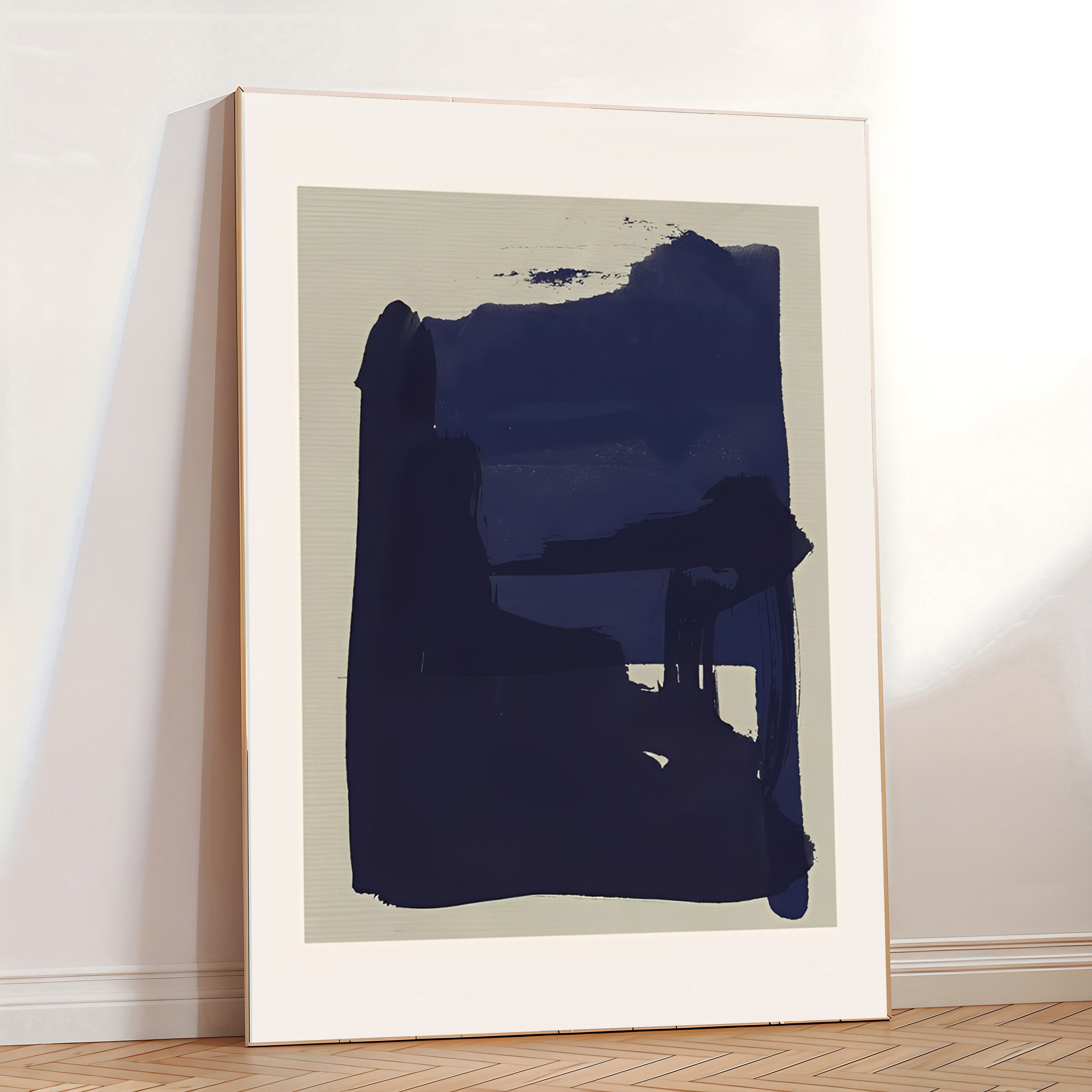 Minimalist Navy Blue Abstract Wall Art Print