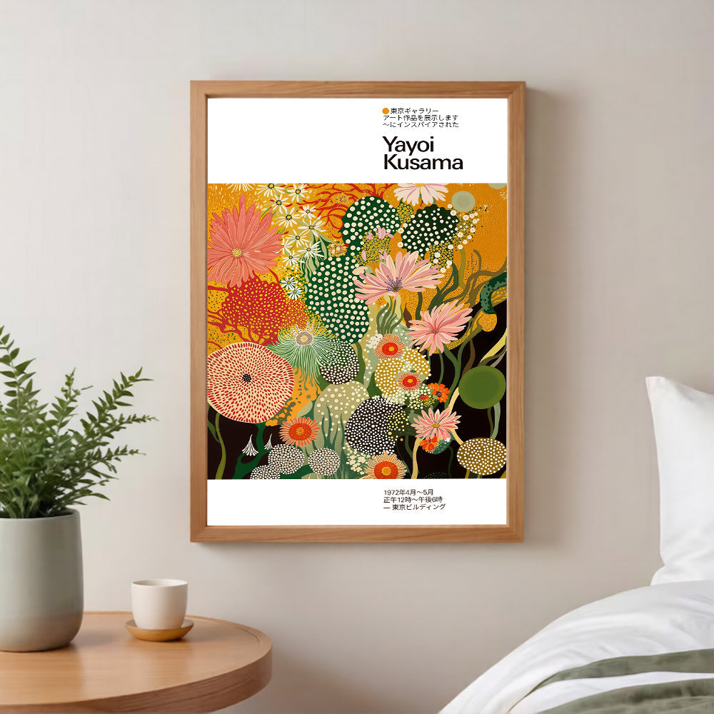Yayoi kusama inspired floral polka dot poster print