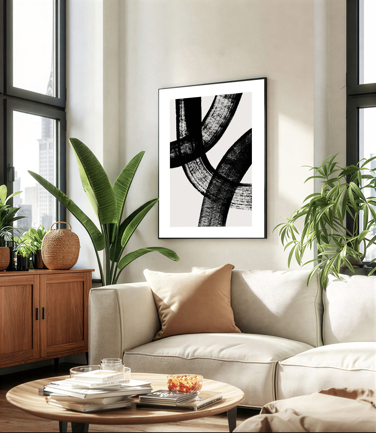 Black and white abstract wall art print