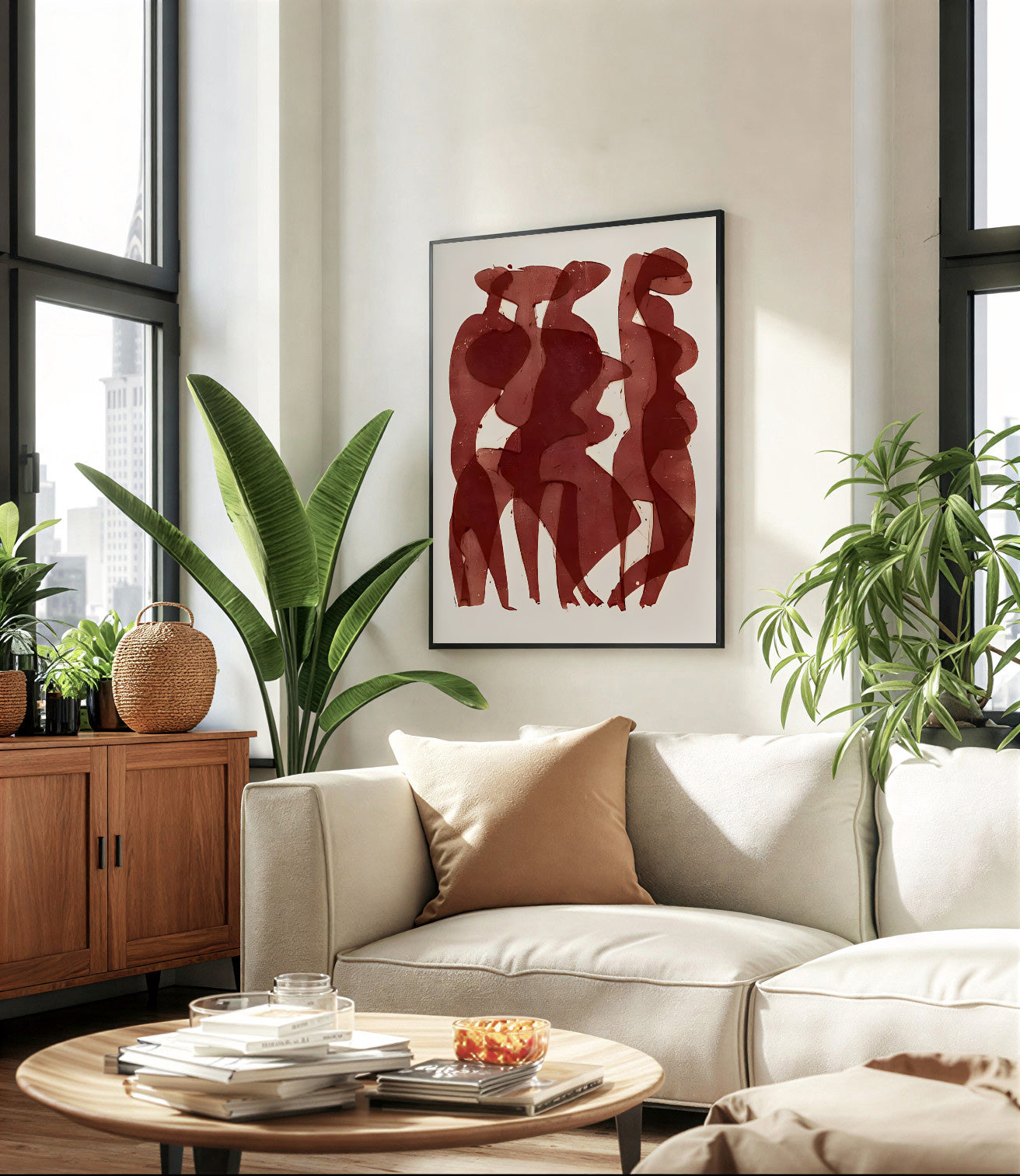 Red Tones Abstract Figurative Art Print